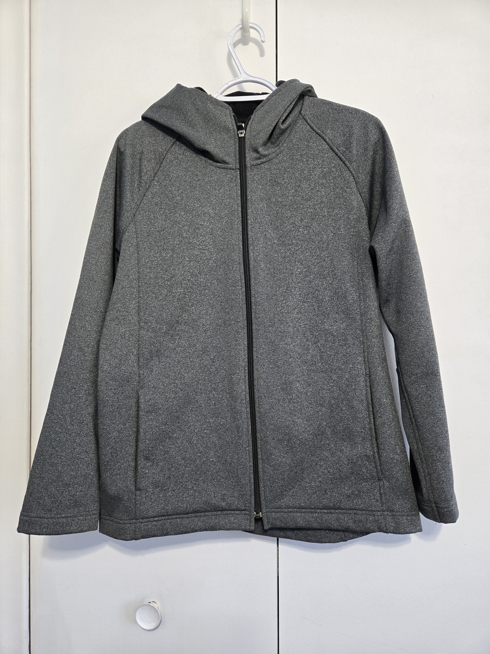 Unbranded Fleece Lined Hooded Jacket XL Gray Full Zip Athletic Activewear